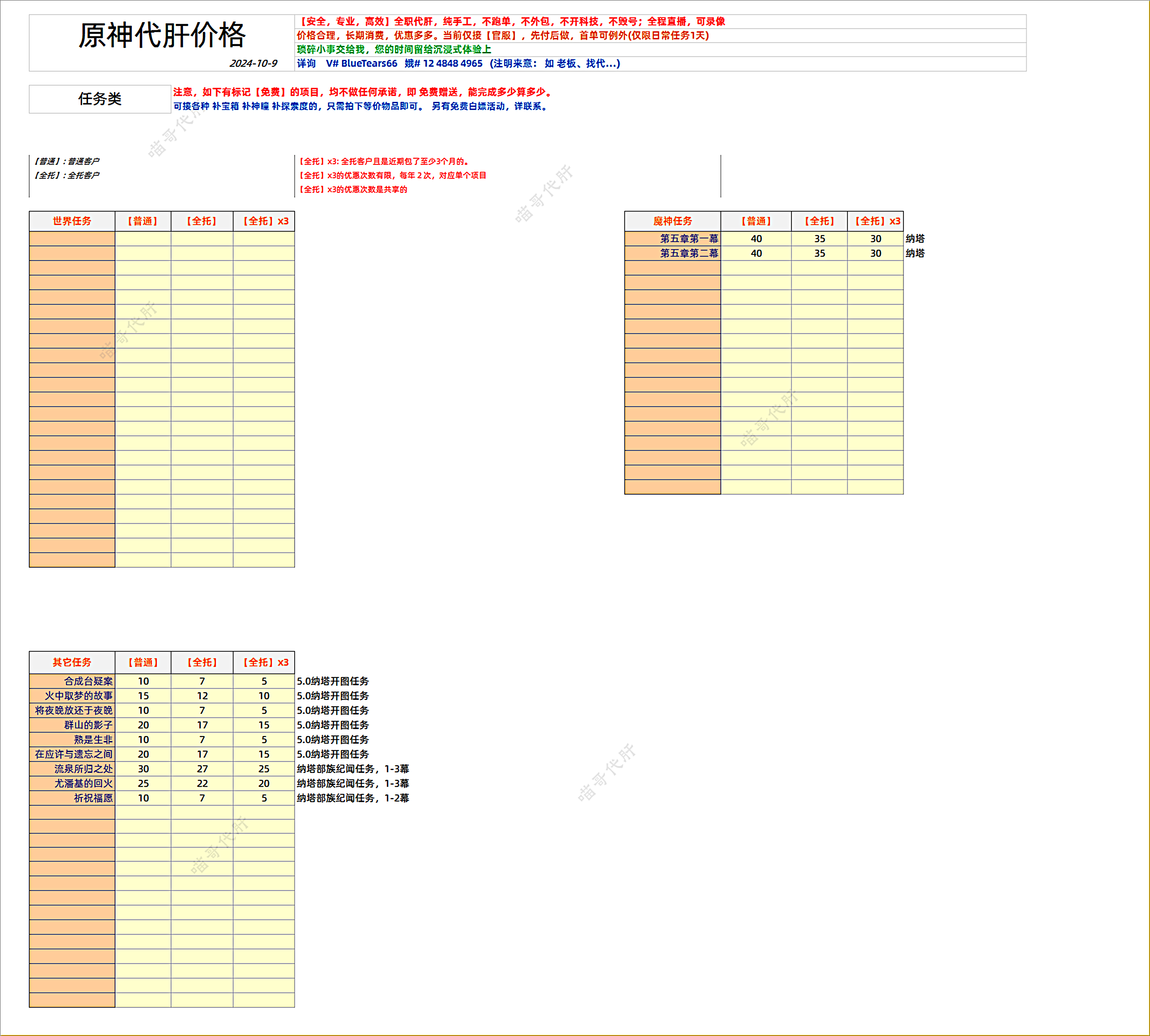 原神价格表_任务类