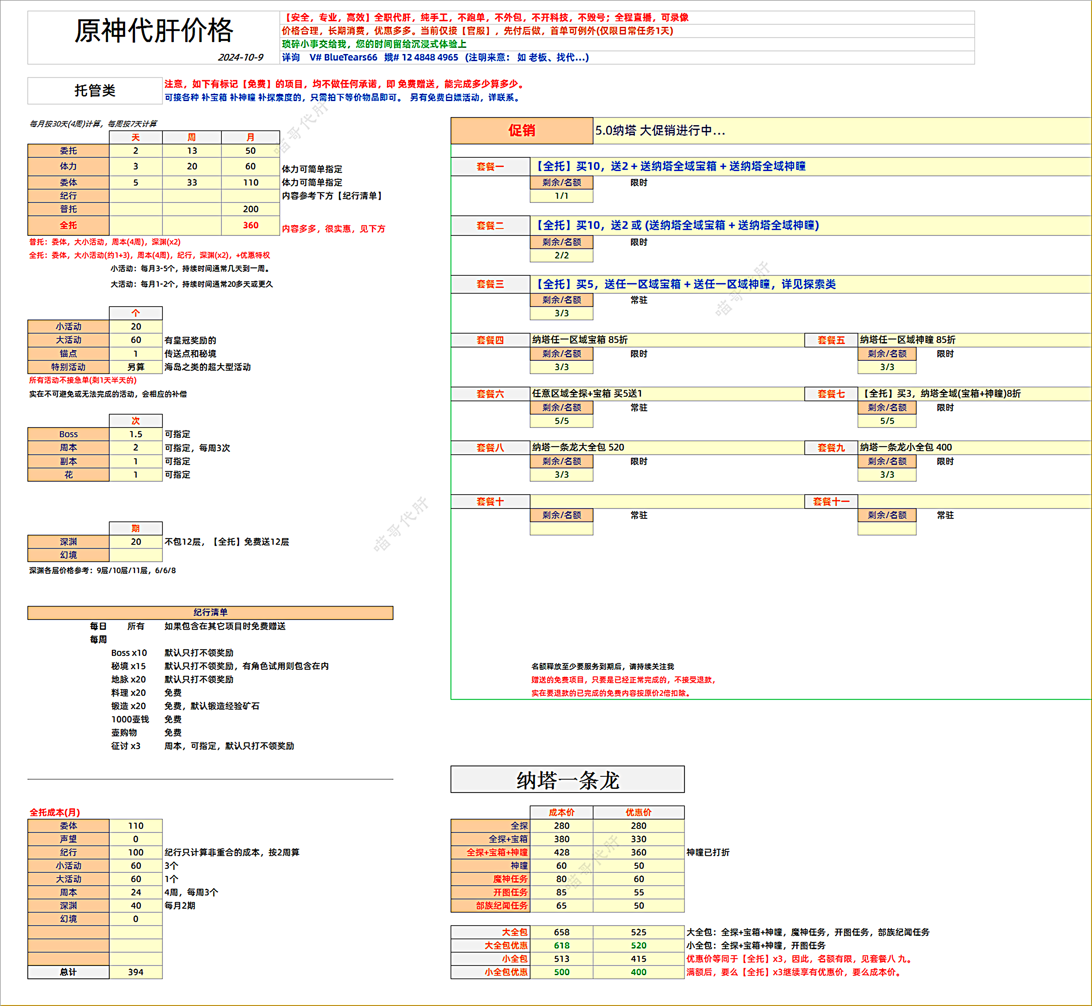 原神价格表_托管类